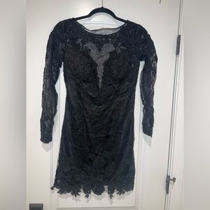 Black sheer and lace cocktail dress